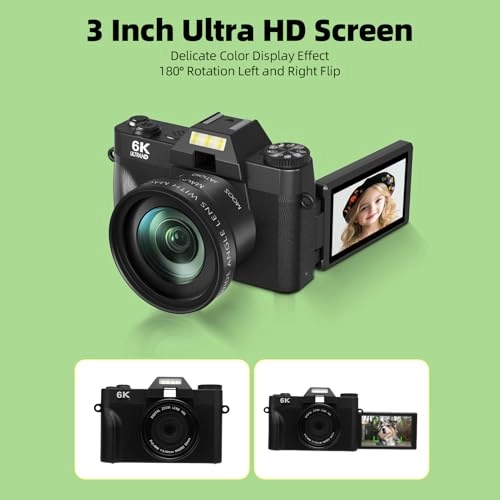 6K Digital Camera - 64MP 3 Inch 16X