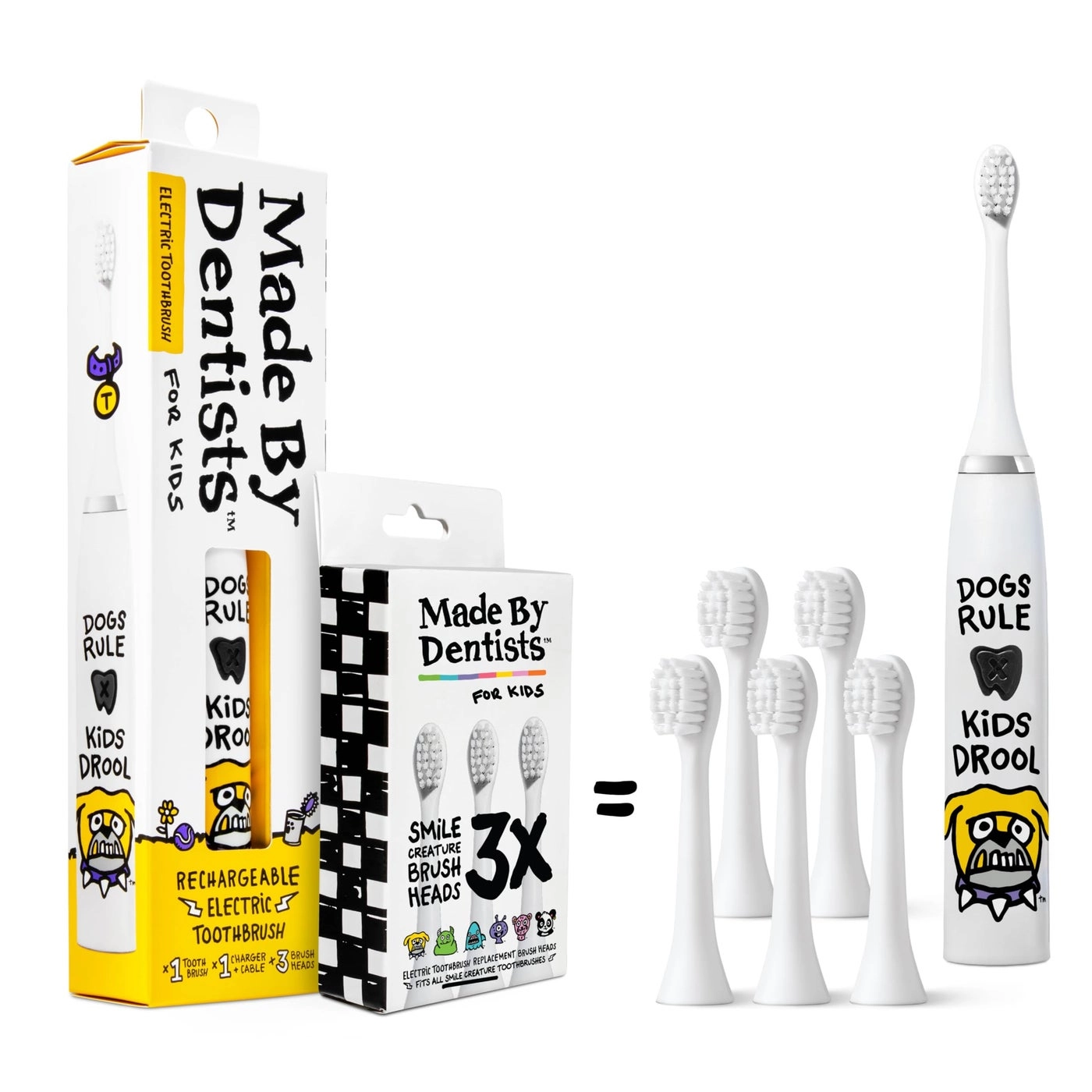 Kids Electric Toothbrush - Rechargeable Vibrating Timer 6 Replacement Heads