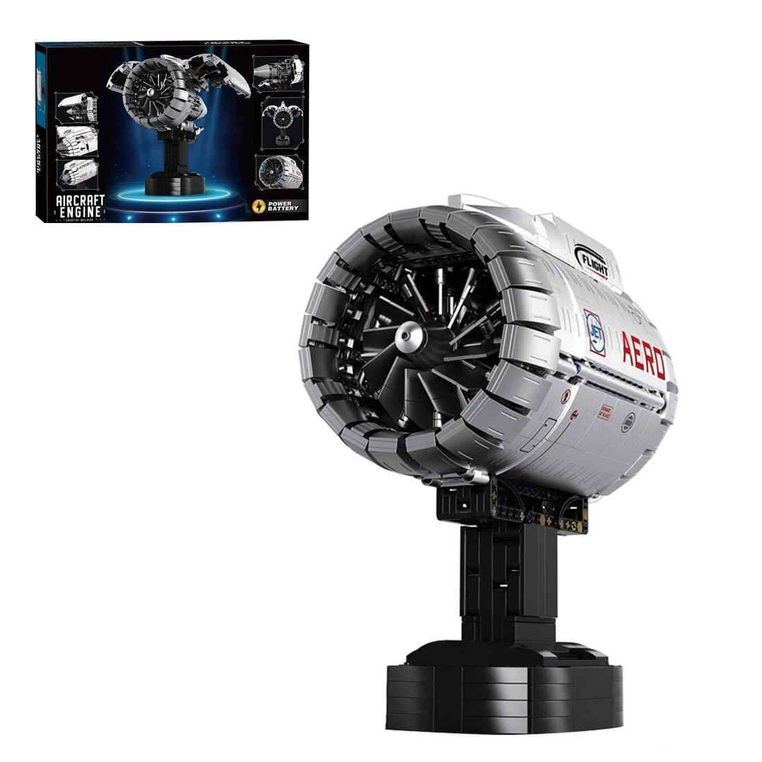 EnuoChbuild Turbo Aircraft Engine Model Kit - 1813 Pieces ABS