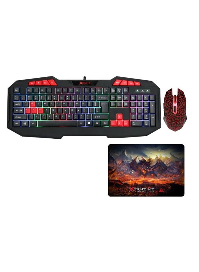 Xtrike Me Gaming Mouse + Keyboard - Multicolour + Mousepad