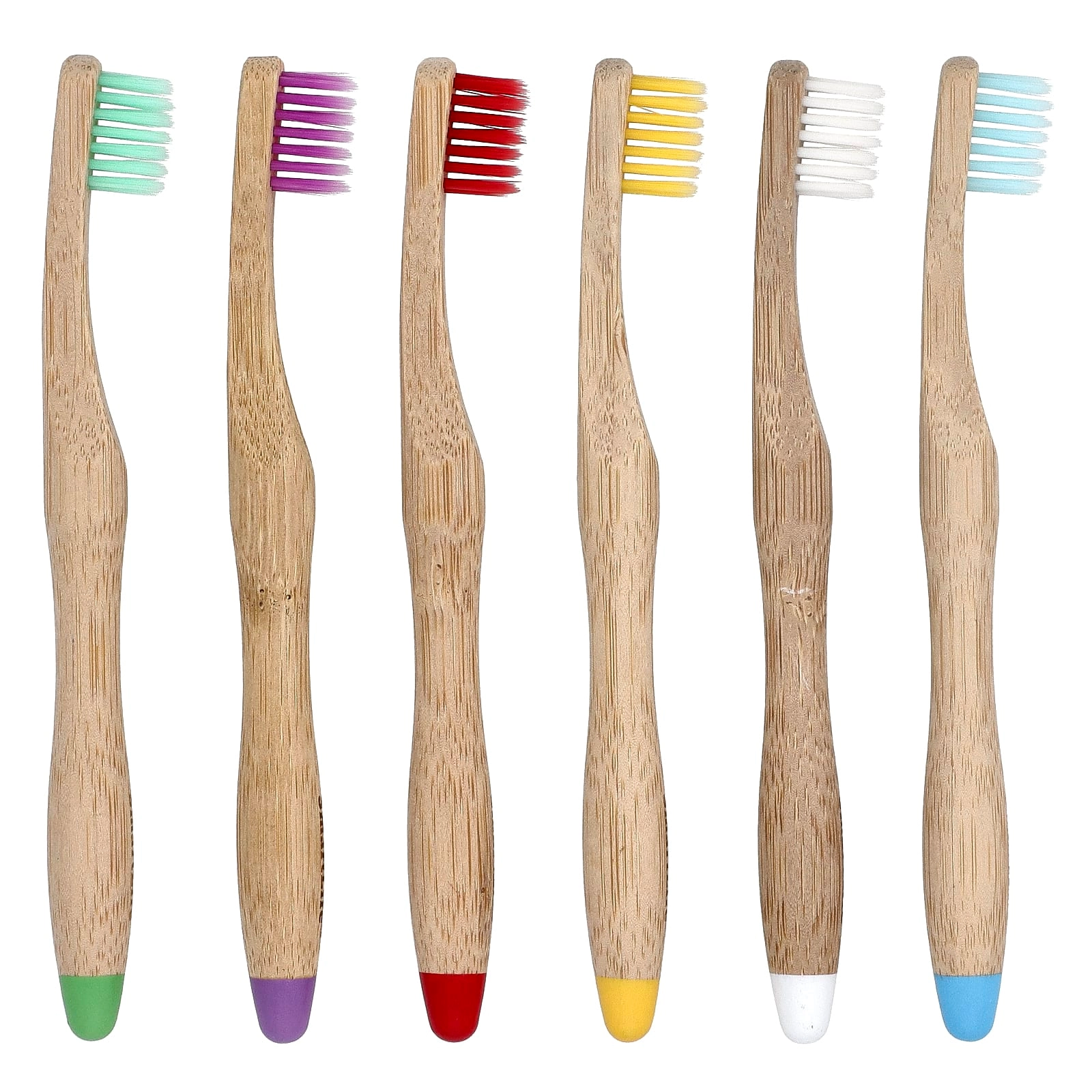 Kids Bamboo Toothbrushes - Multi-Colored 6-Piece Pack