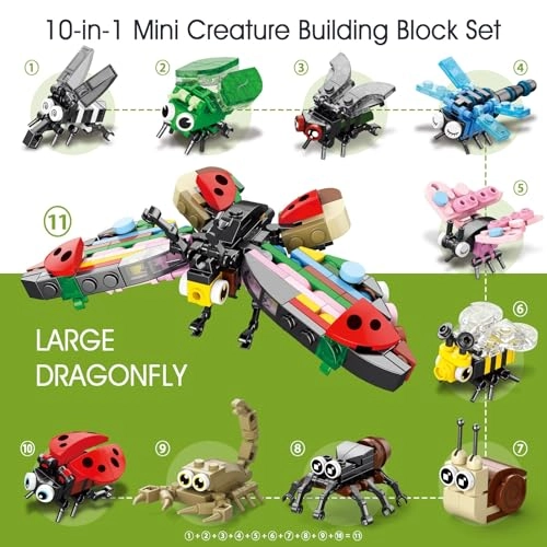 10-in-1 Create 10 Fun Critters - 10 unique critter models large dragonfly 10 pcs
