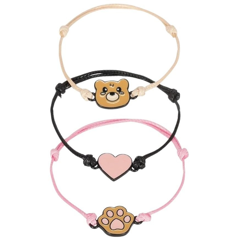 Legami Better Together Teddy Bear Enamel Black-Tone Textile Bracelet