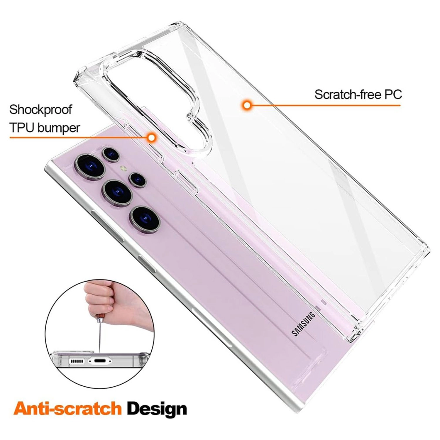 Crystal Clear Transparent Back Case for Samsung Galaxy S24 Ultra