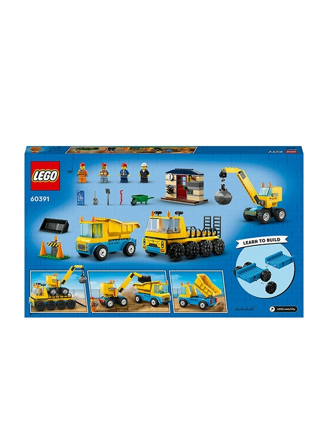 LEGO City Construction Trucks And Wrecking Ball Crane (60391)