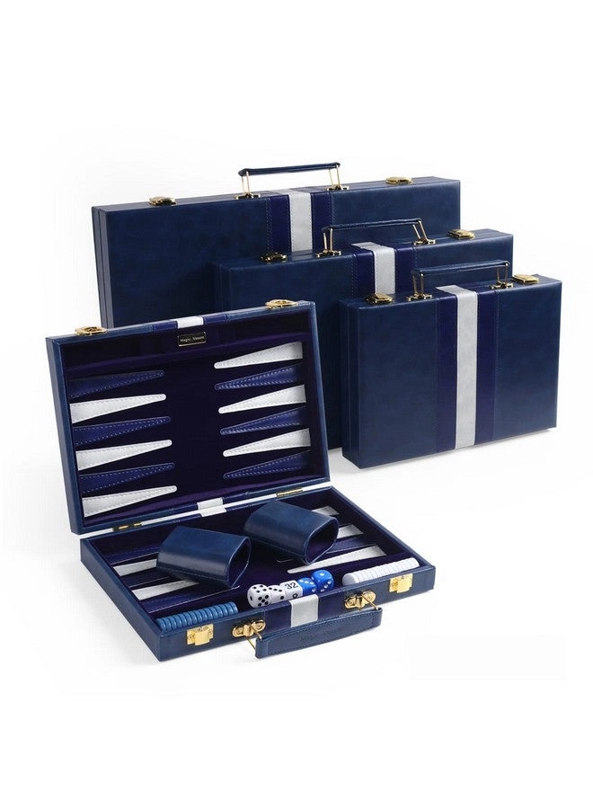 Magic Vosom Backgammon Set - 11 Inch Blue Premium Leather Case
