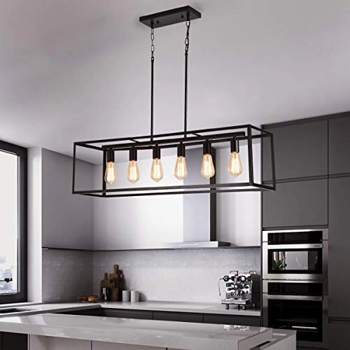 6 Light Rectangle Chandelier - Dimmable