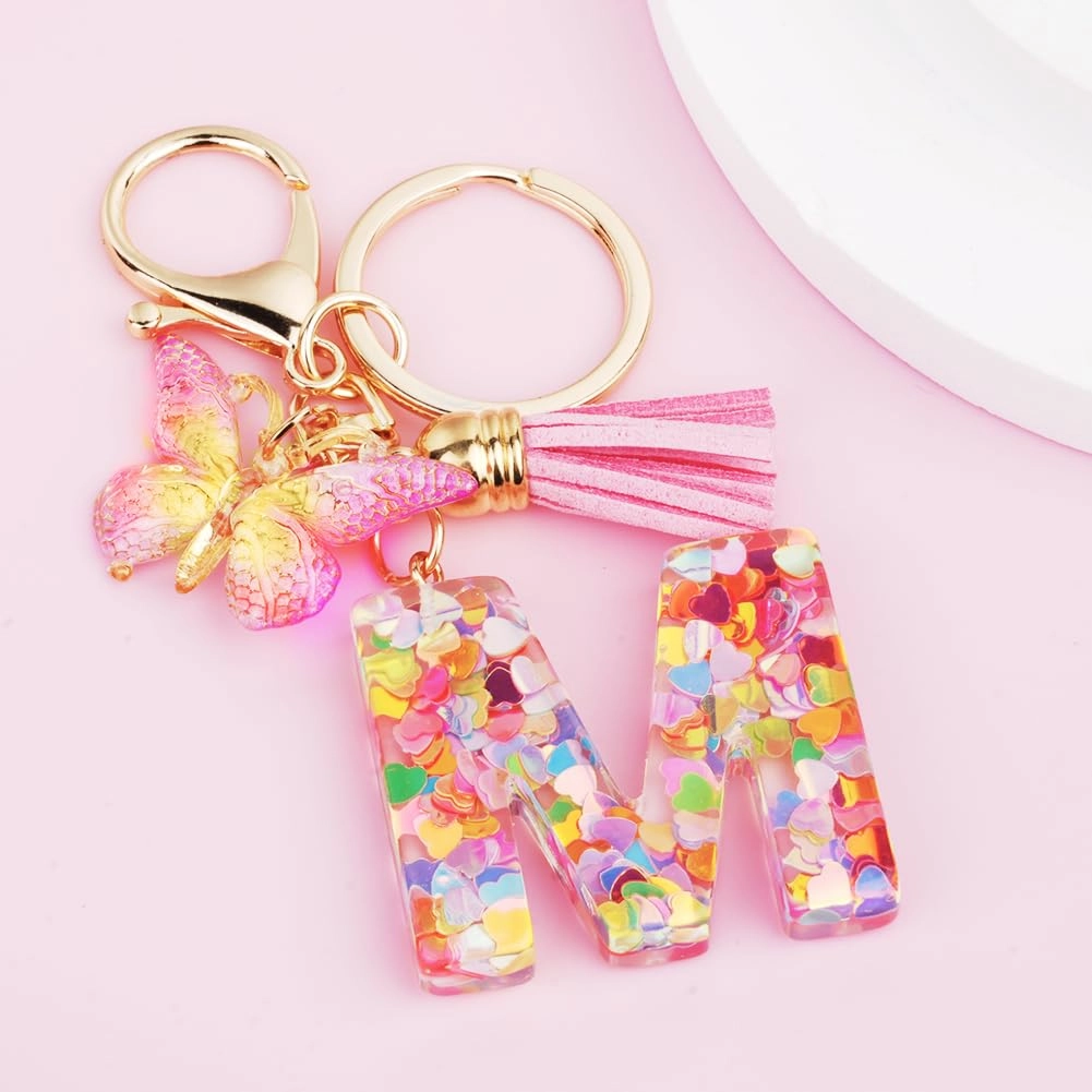 Initial Letter Keychain - Butterfly