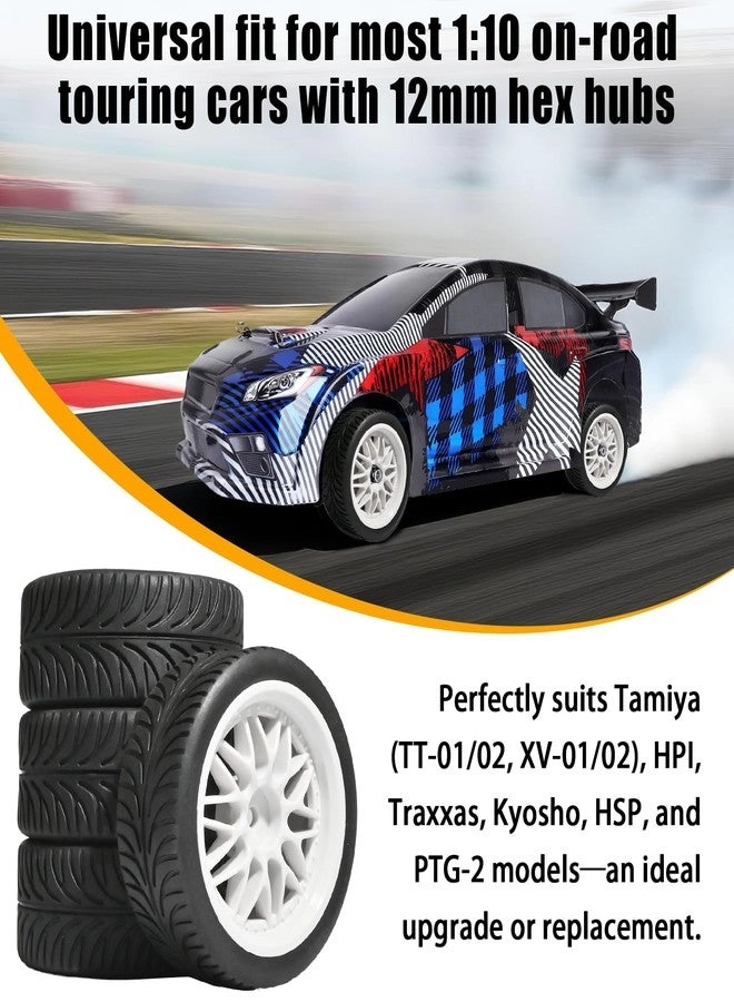 OD 2.55" On Road Rubber Tires Plastic Wheel Rims - 1/10