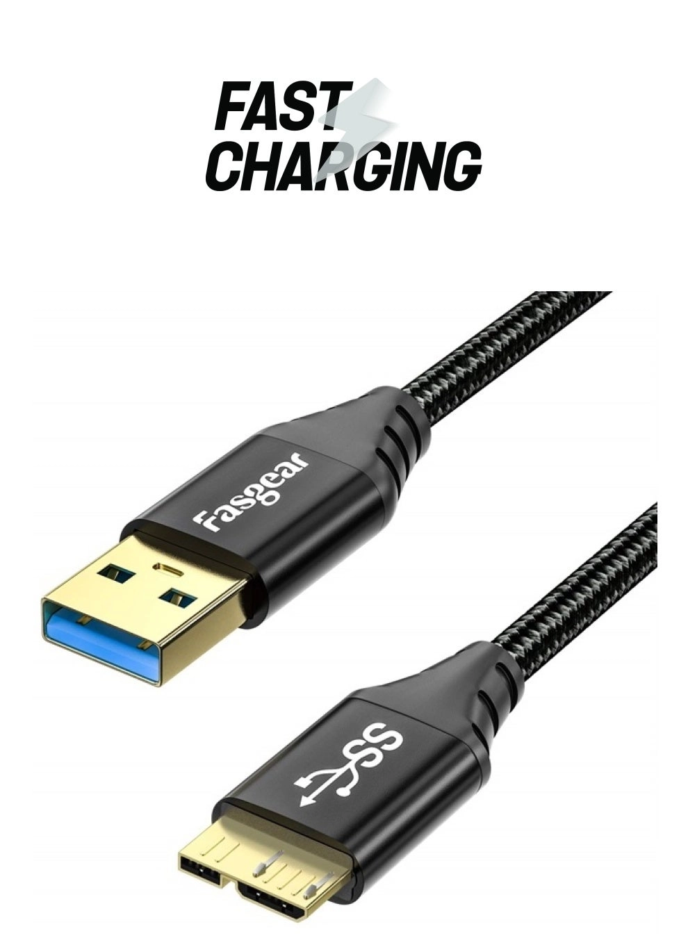 Fasgear Micro B 3.0 Cable USB A to Micro B 0.4877m