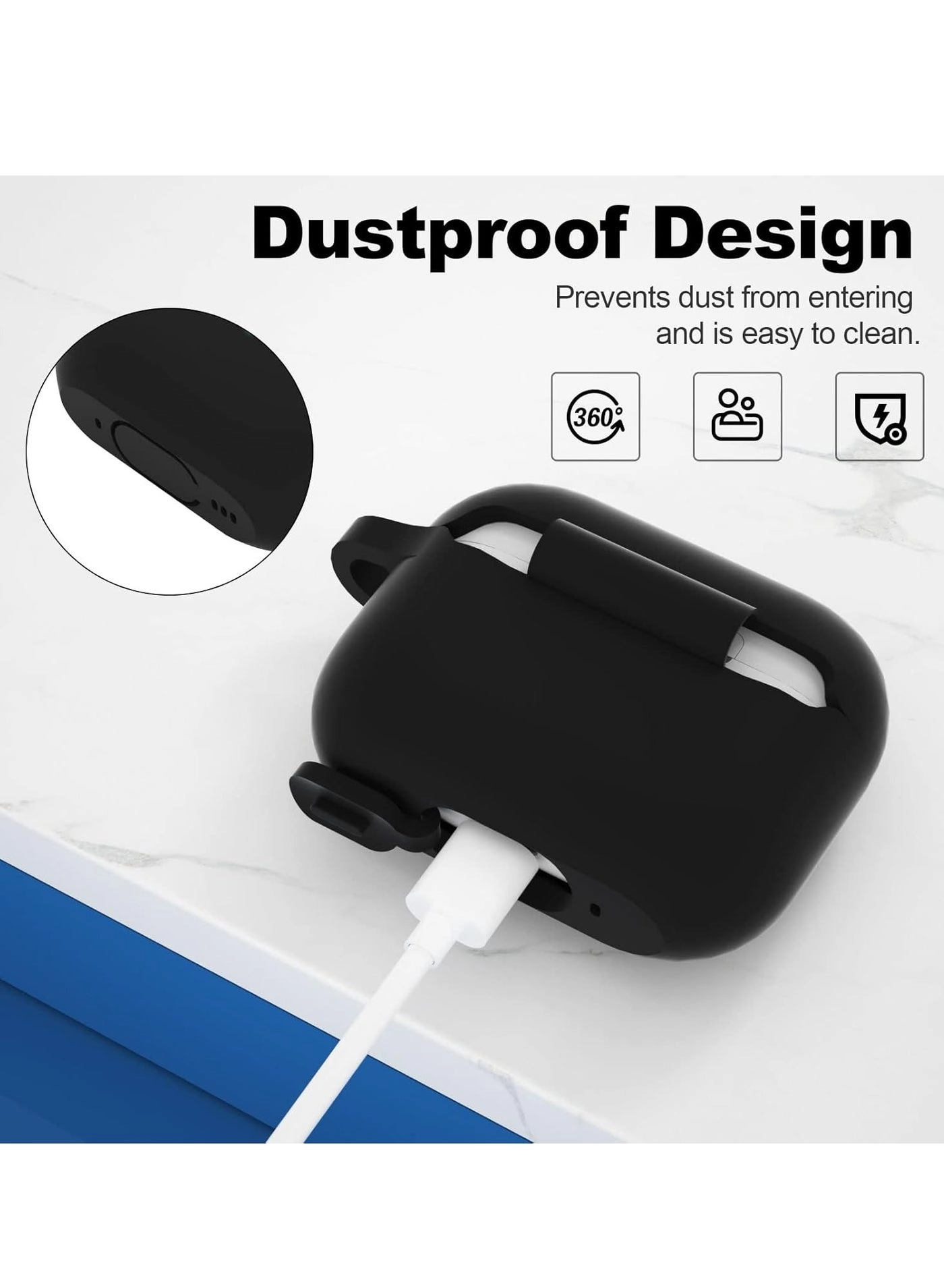 AirPods Pro 2nd Generation Case - Silicone Black Keychain