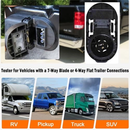 Trailer Connector Tester - 2 in 1 7 Way 4 Way 6 LED Indicators