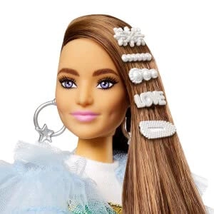 Barbie Extra Doll #9 - Blue Ruffled Jacket Pet Crocodile Ages 3+
