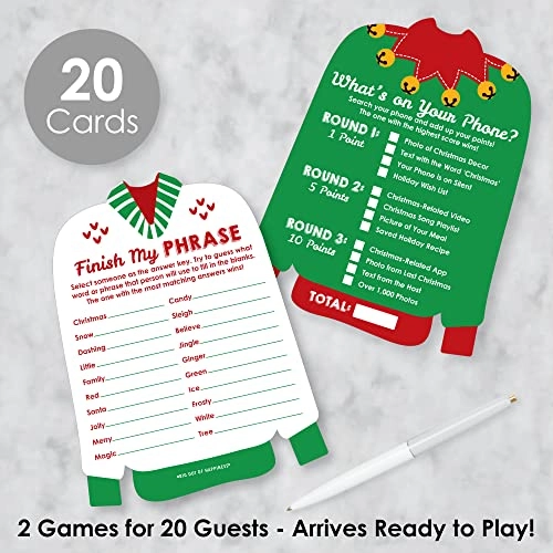 Ugly Sweater Activity Duo Games - 20 Count Holiday Party
