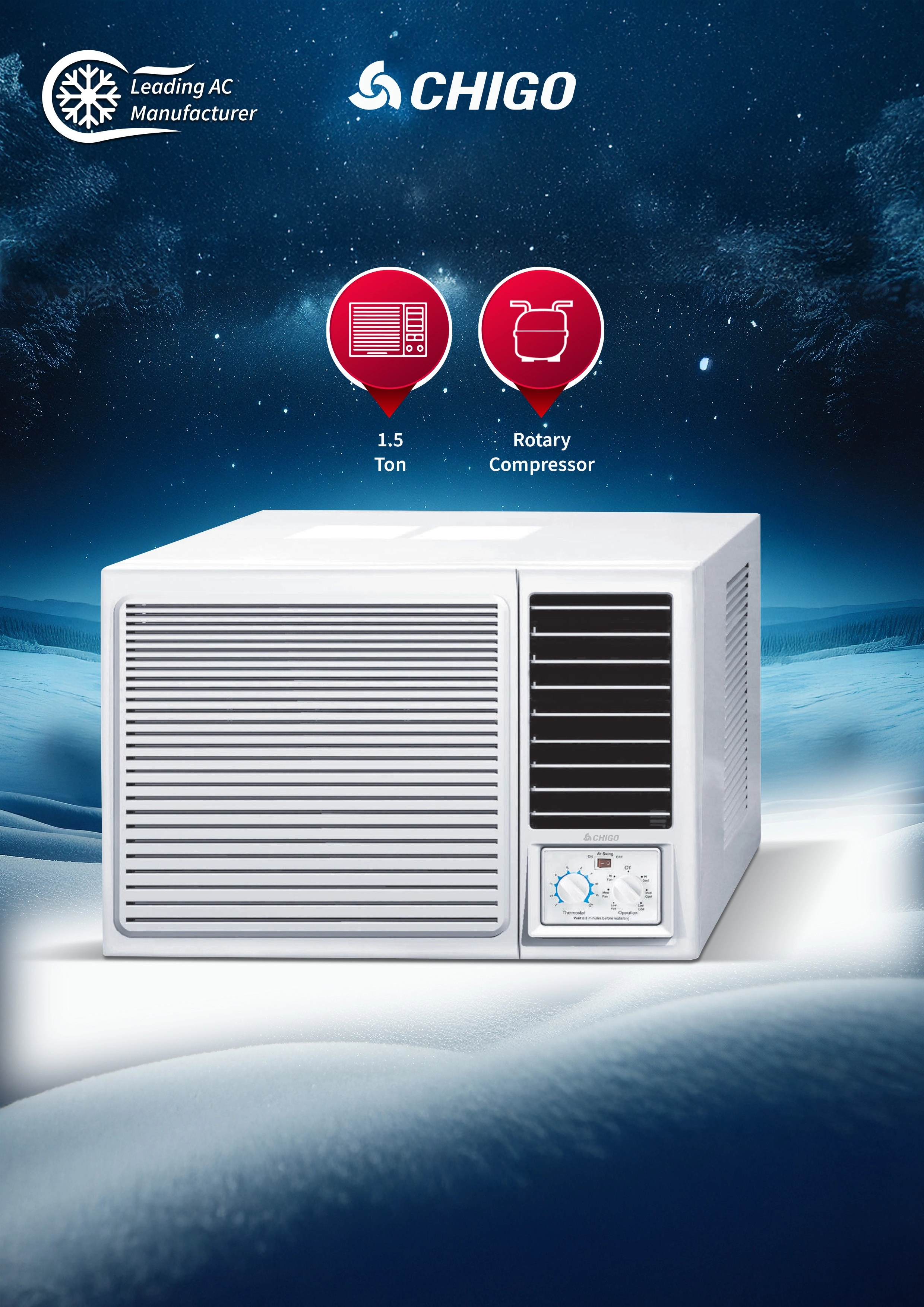 GLOBAL APPLIANCES CWA18CO - 1.5 Ton Window AC T3 Climate Rated