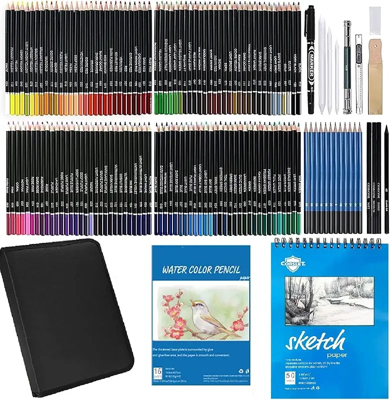 Artist Drawing Pencils - 146Pc Oil Based Colored Pencil Graphite Sketching Pencils