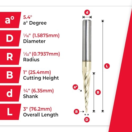 Up Cut Cut Spiral CNC Router Bits - 1/16 1/4