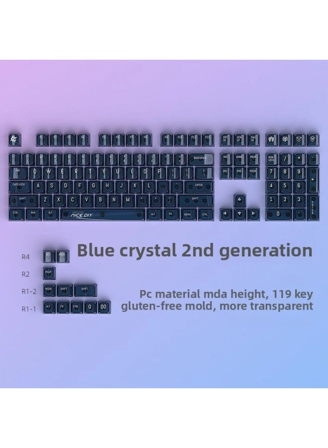 Loquat Heiji Snake Crystal Mechanical Keycap - MDA Height Small 119 Keys Crystal Blue V2