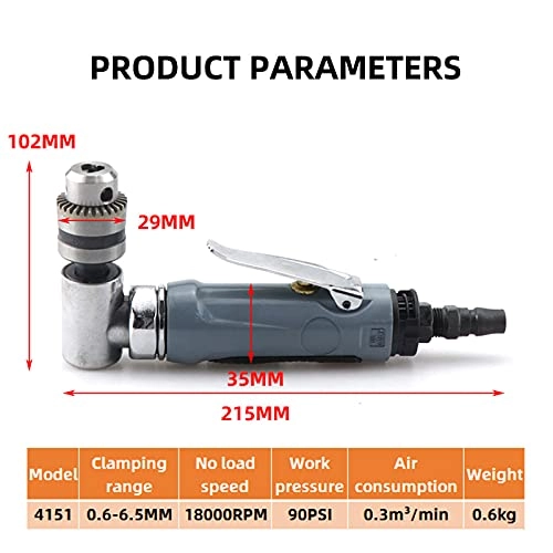 Pneumatic Air Drill - 3/8In chuck 18000RPM 0.6-6.5mm