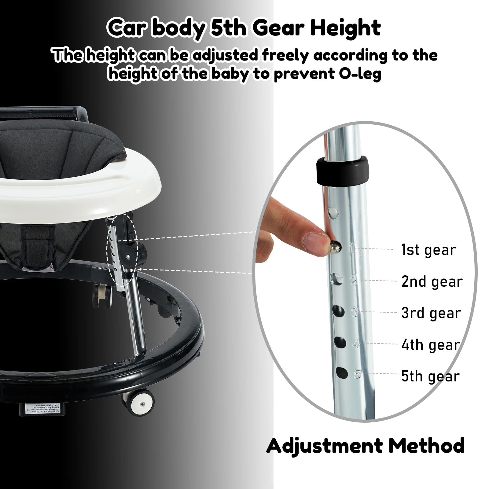Baby Walker - Foldable 5-Position Height Adjustable