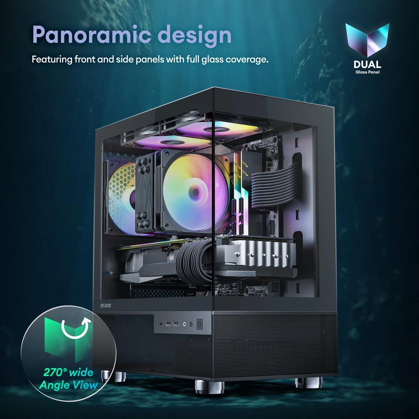 Aqua 3 - Panoramic View Tempered Glass Side Panel Micro ATX