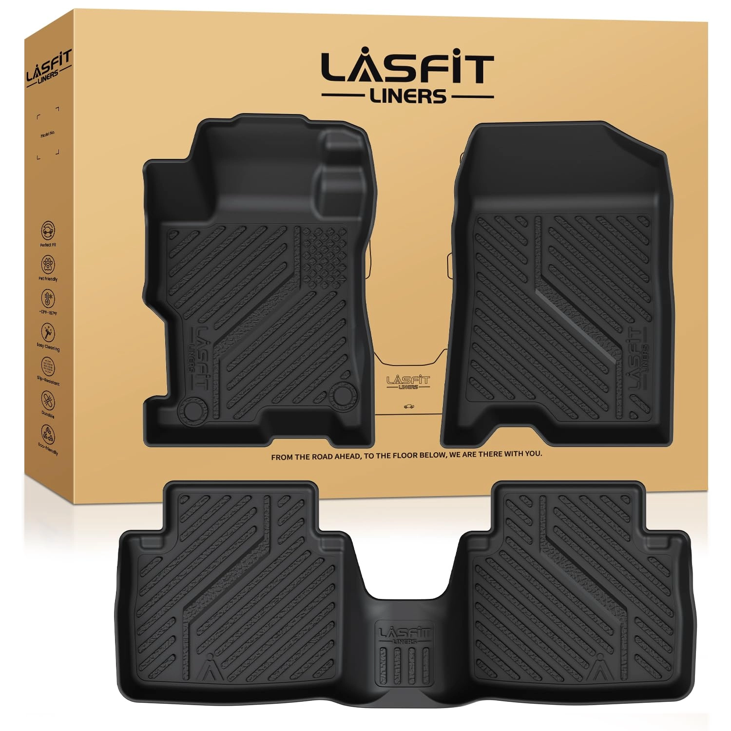 LASFIT Floor Mats for Honda Accord Sedan - 2008-2012 1st & 2nd Row