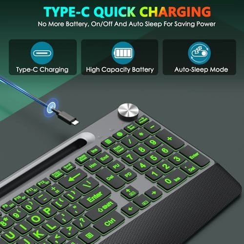 Large Print Backlit Wireless Keyboard - Wireless