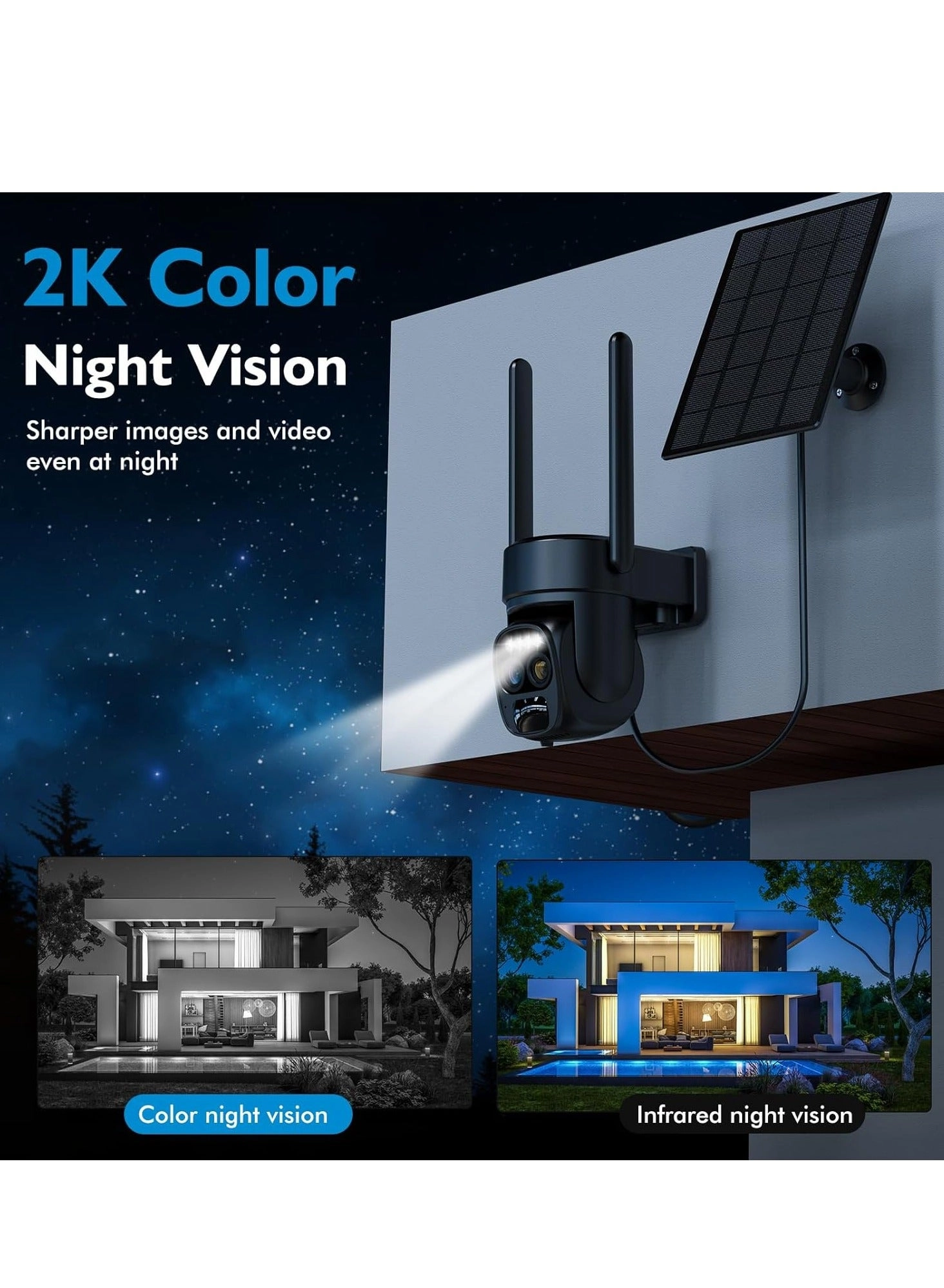 Solar Security Wireless Outdoor Camera 2K