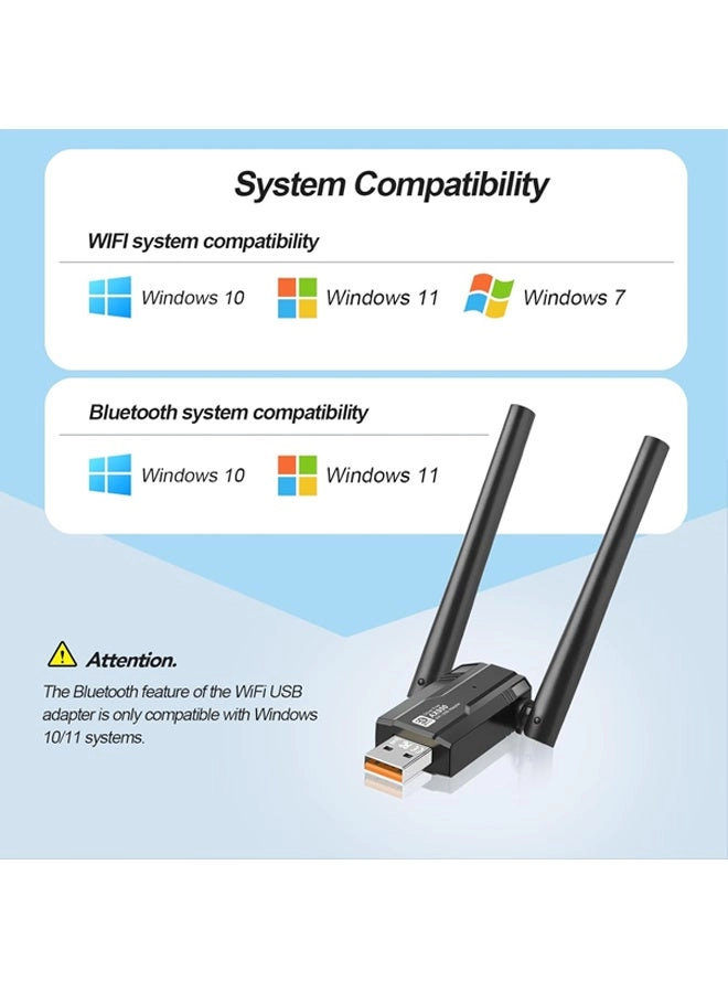 WiFi 6 USB Adapter - Dual-Band 5GHz 2.4GHz USB Wireless