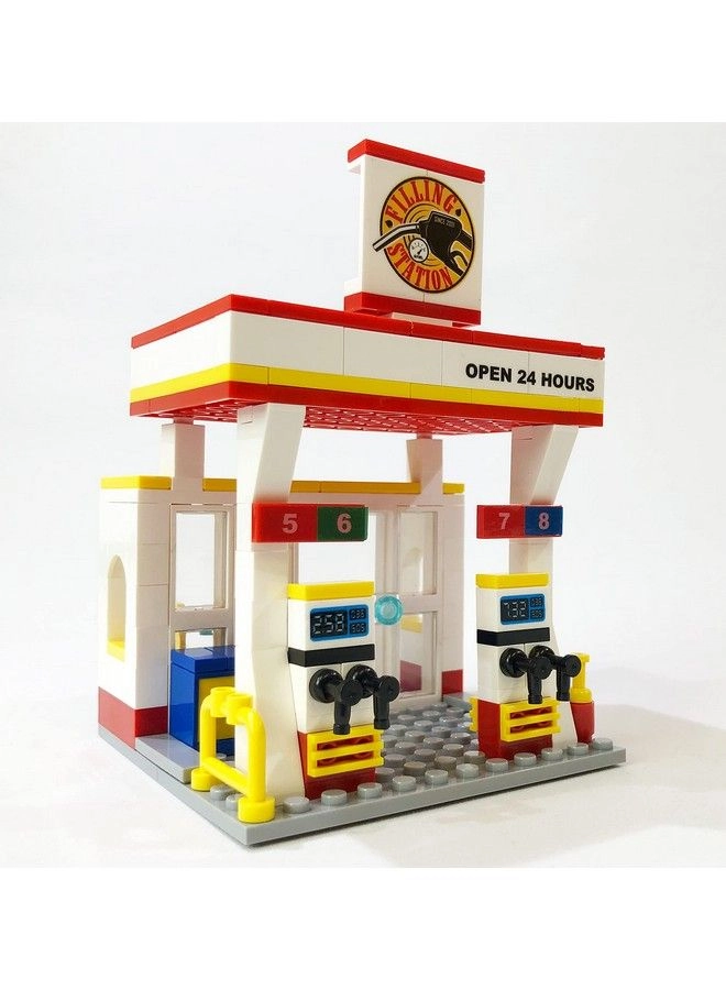 Brick Loot Mini City Gas Fuel Station - Custom Designed Compatible With Lego And Other Major Brick Brands