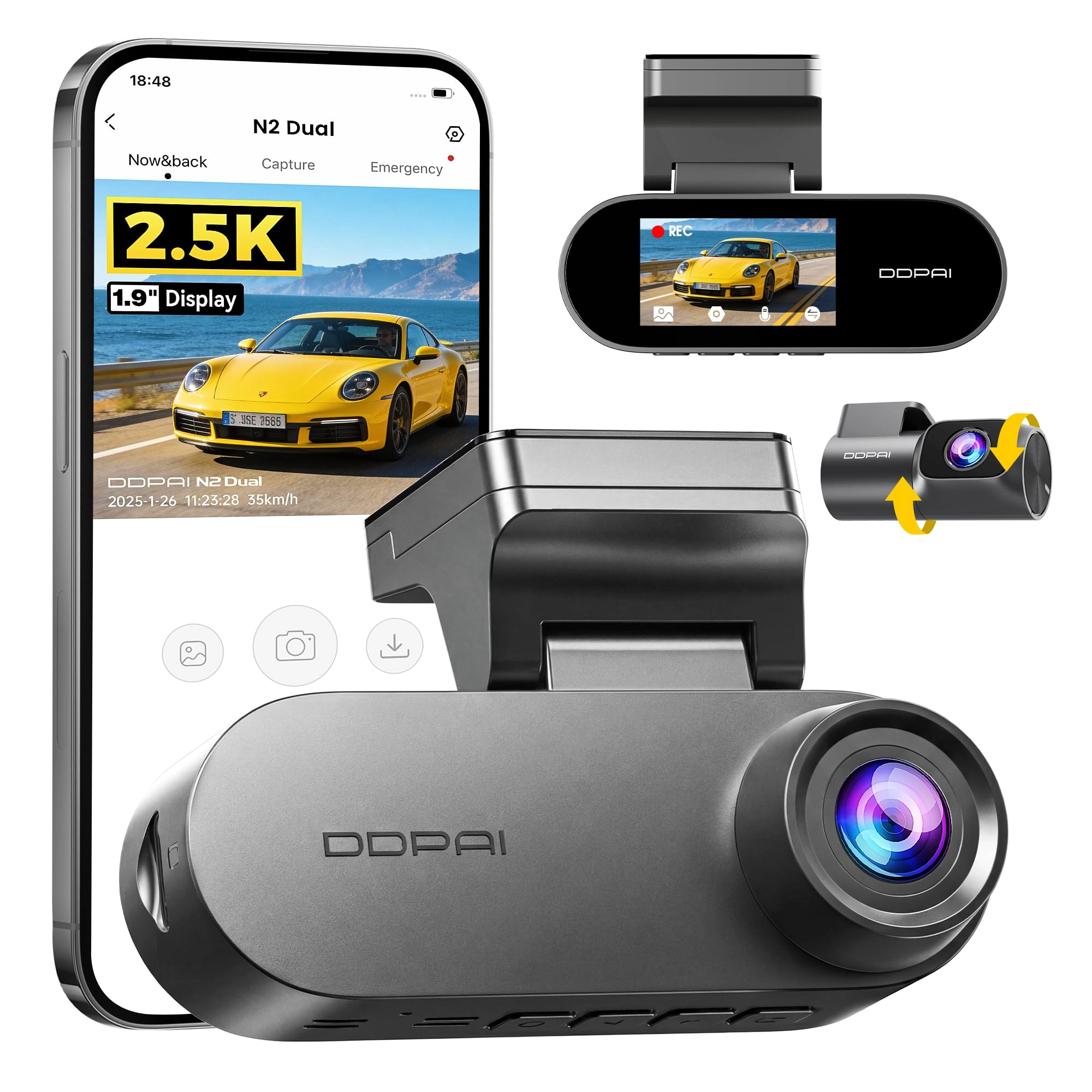DDPAI N2 Dual - 2.5K+1080P