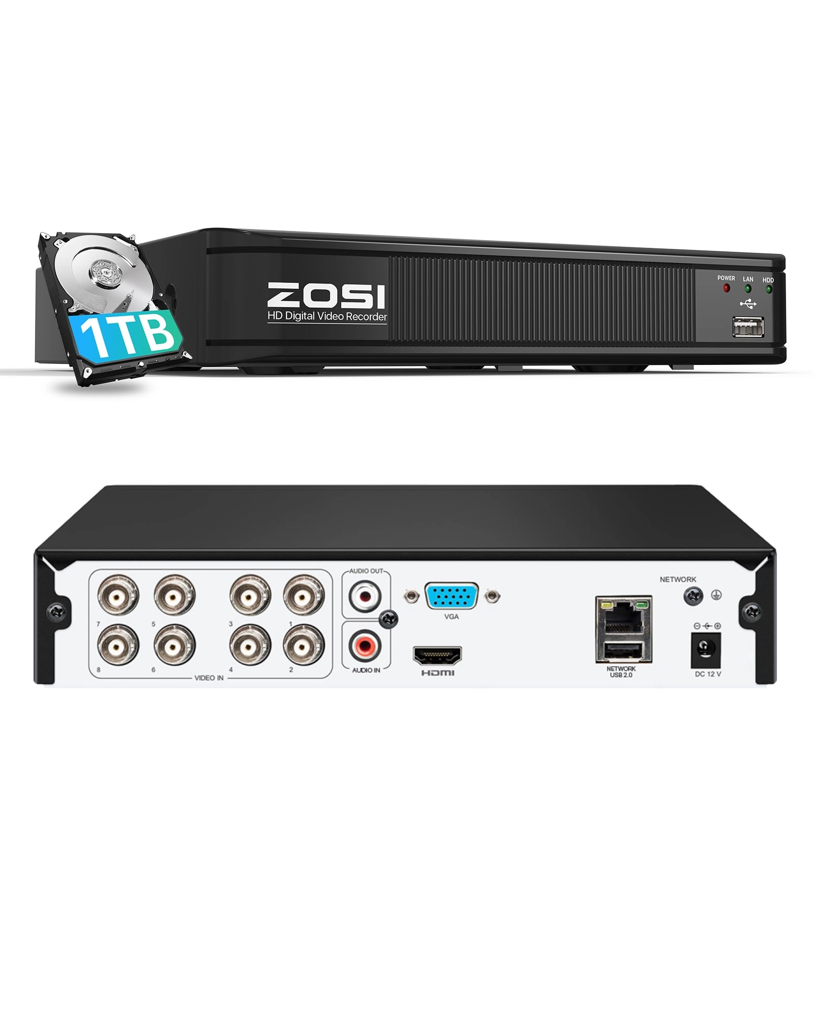 Zosi 5MP Lite Surveillance DVR - 1TB 8 Channel