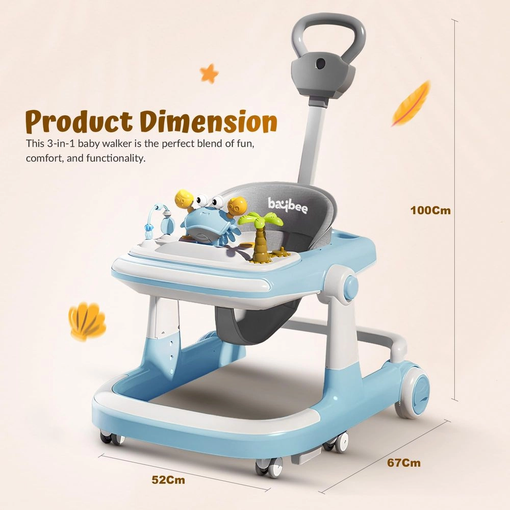3-In-1 Baby Walker - Adjustable Height Foldable
