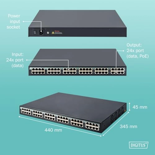DN-95117 - 240V 370W 24 ports IEEE802.3af IEEE802.3at 10Gbps