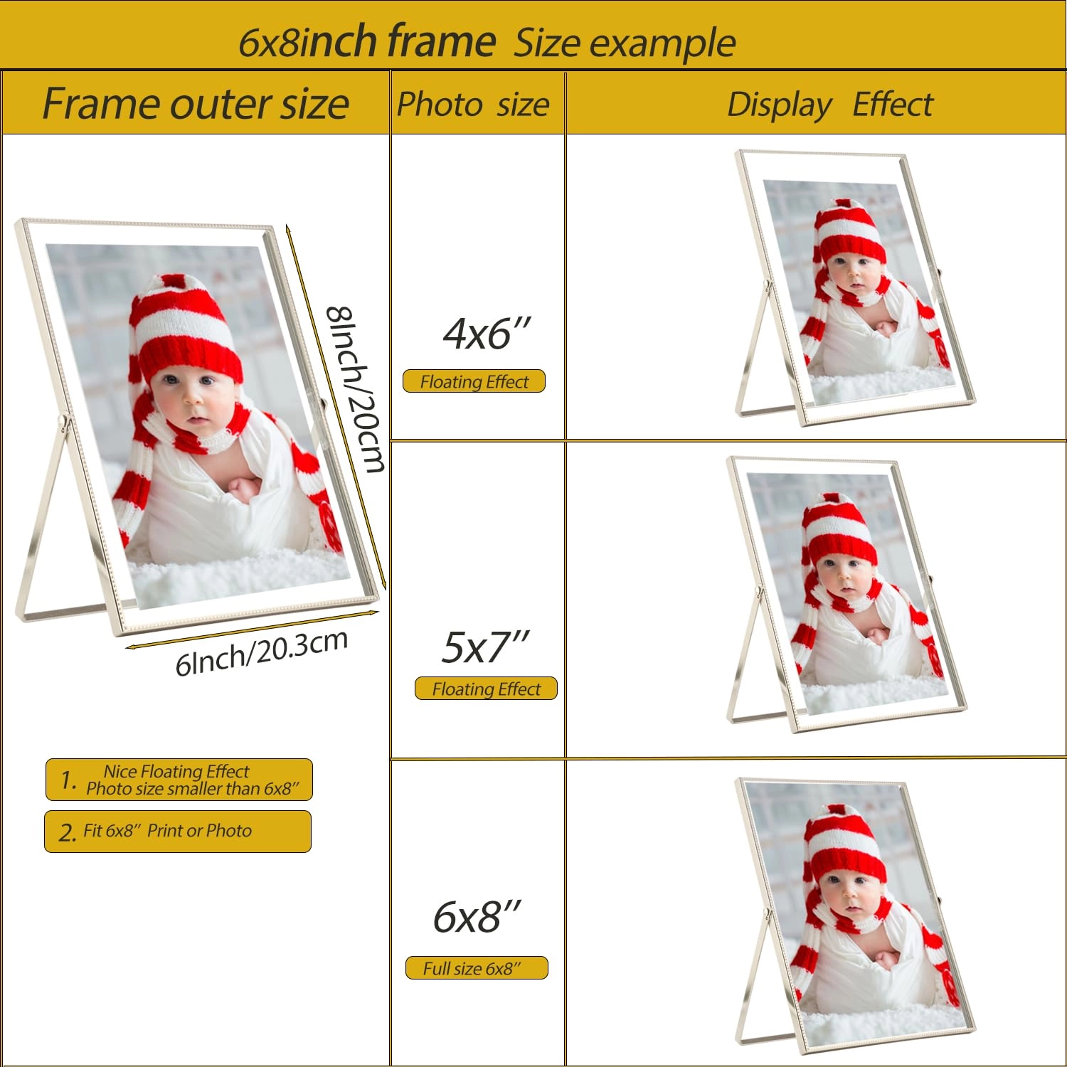 Floating Photo Frame - 6x8'' Set