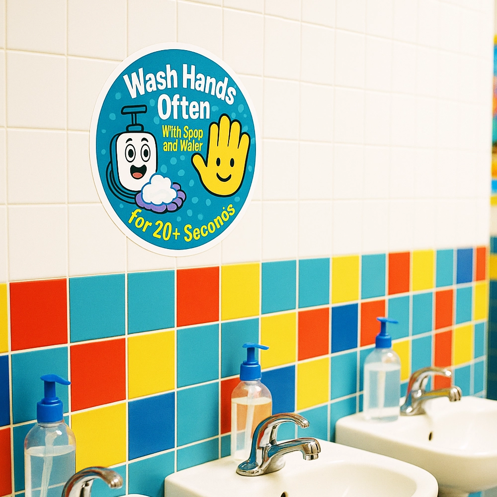 Wash Hands Kids Hygiene Sticker