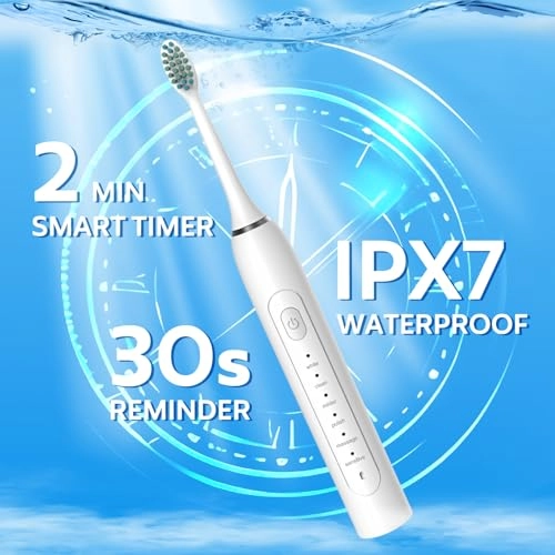 Electric Toothbrush - 6 Modes 4 Replaceable Brush Heads IPX7