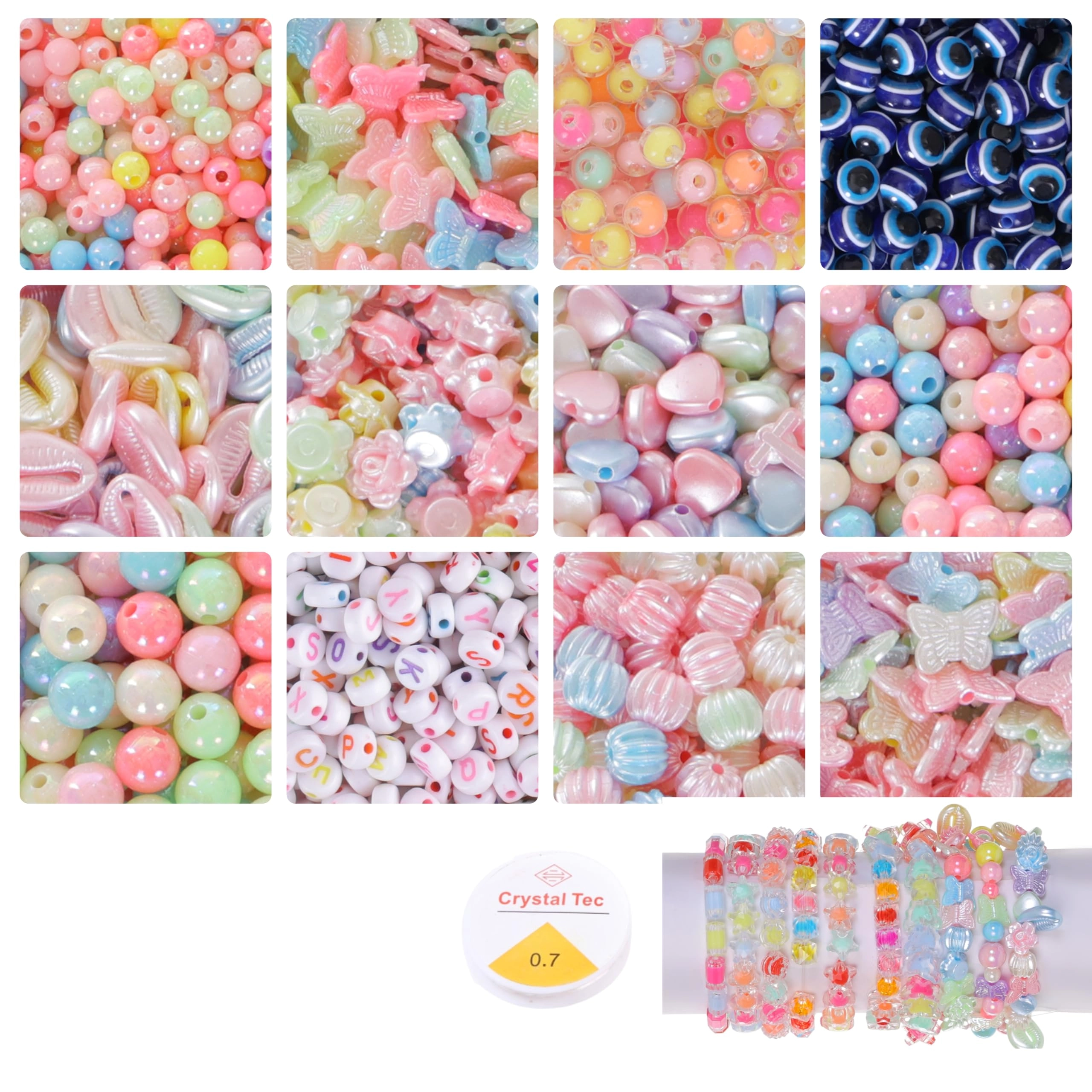 Bracelet Making Kit - 12 Types 10m Elastic Thread