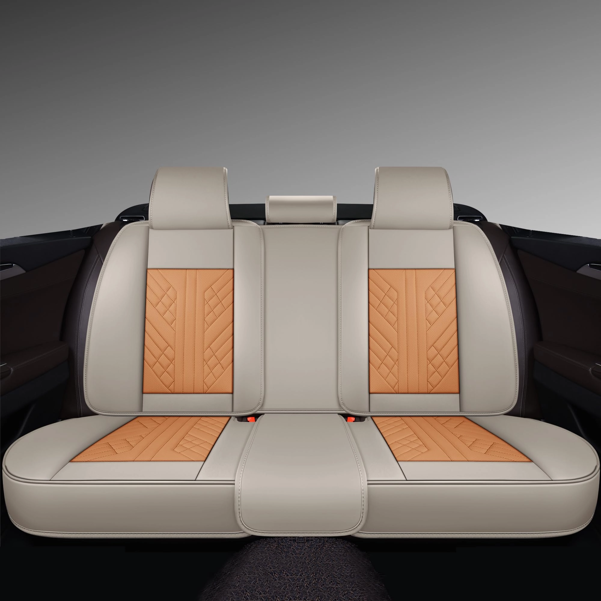 GXT Bench Seat Cover - Rear Seat Faux Leather Khaki and Orange