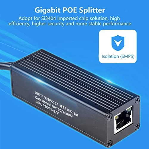 POE Splitter - 37 to 57V 802.3af/at 10/100/1000Mbps