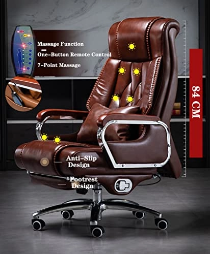 Desk Chair - PU Leather Brown High Back