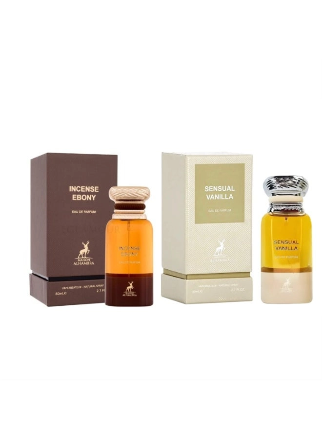 Maison Alhambra INCENSE EBONY - Eau de Parfum 80ml + SENSUAL VANILLA - Eau de Parfum 80ml