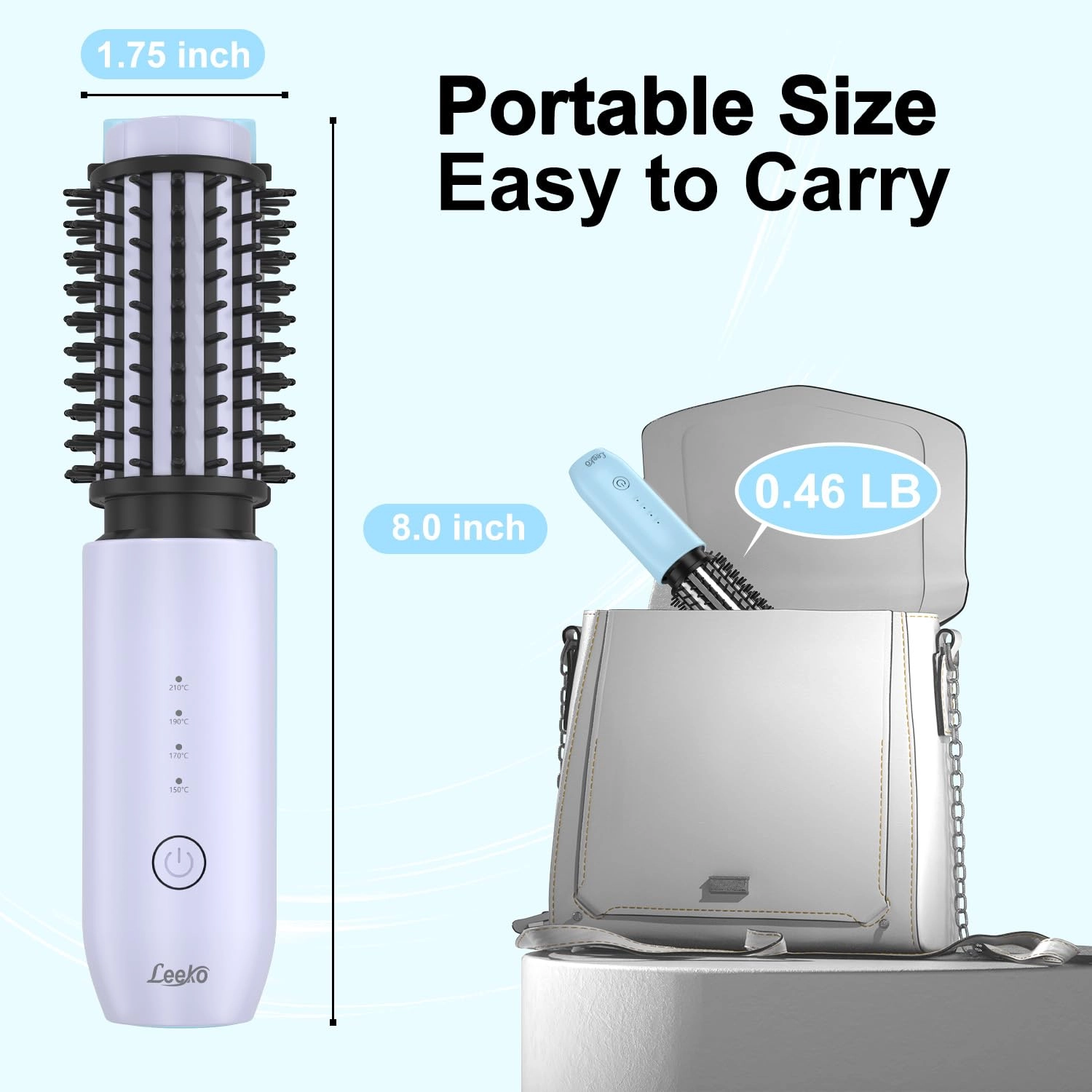 Cordless Hair Curling Brush - 7000 mAh 3 in 1 Purple