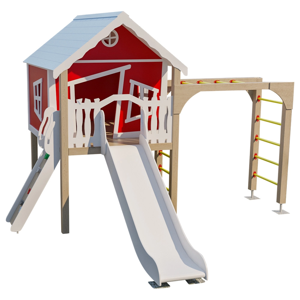 Playhouse - Platform Wall Ramp Slide Swing
