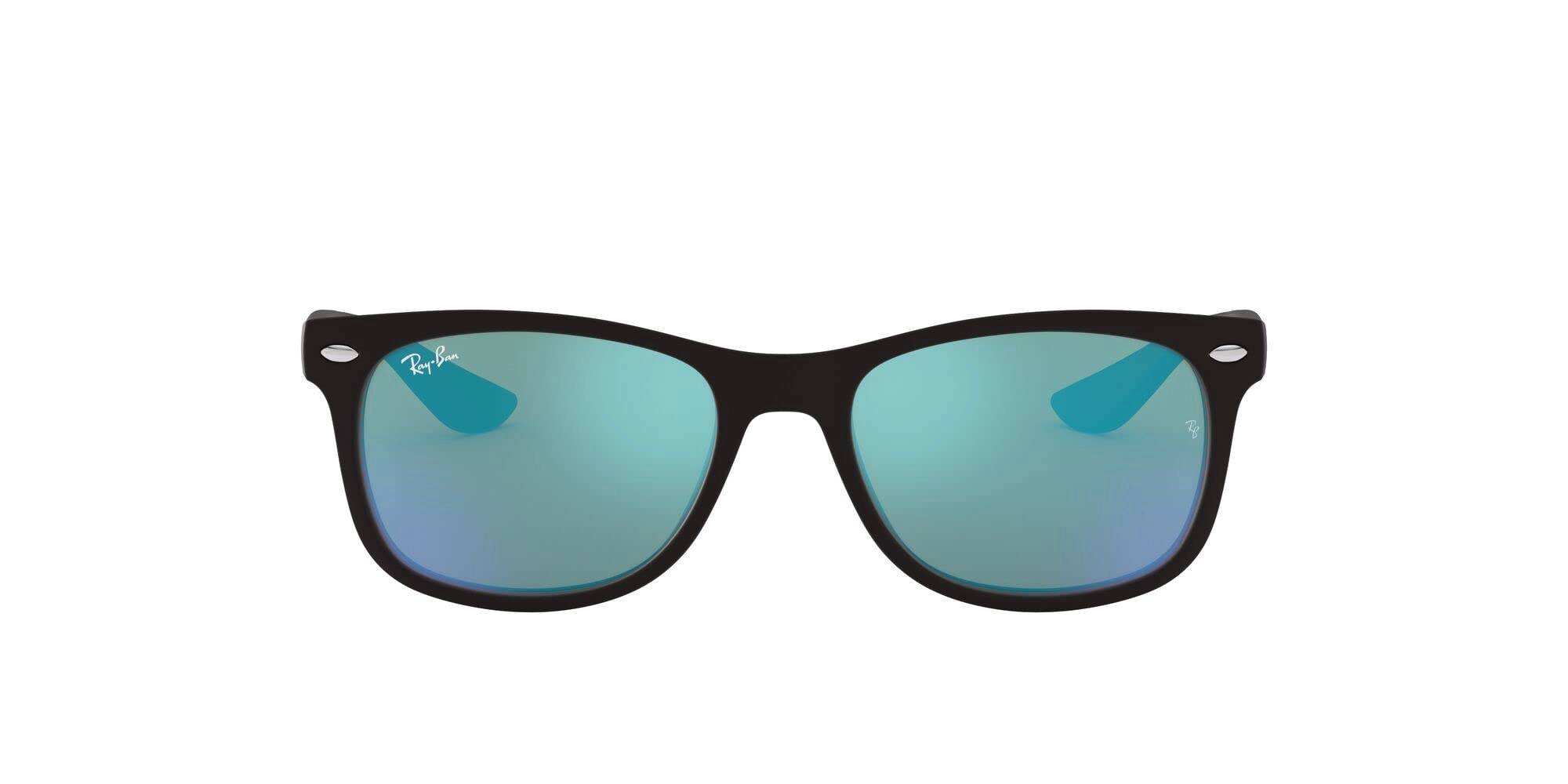 Ray-Ban RJ9052S New Wayfarer - 47 millimeter Rubber Black/Light Green Mirrored Blue
