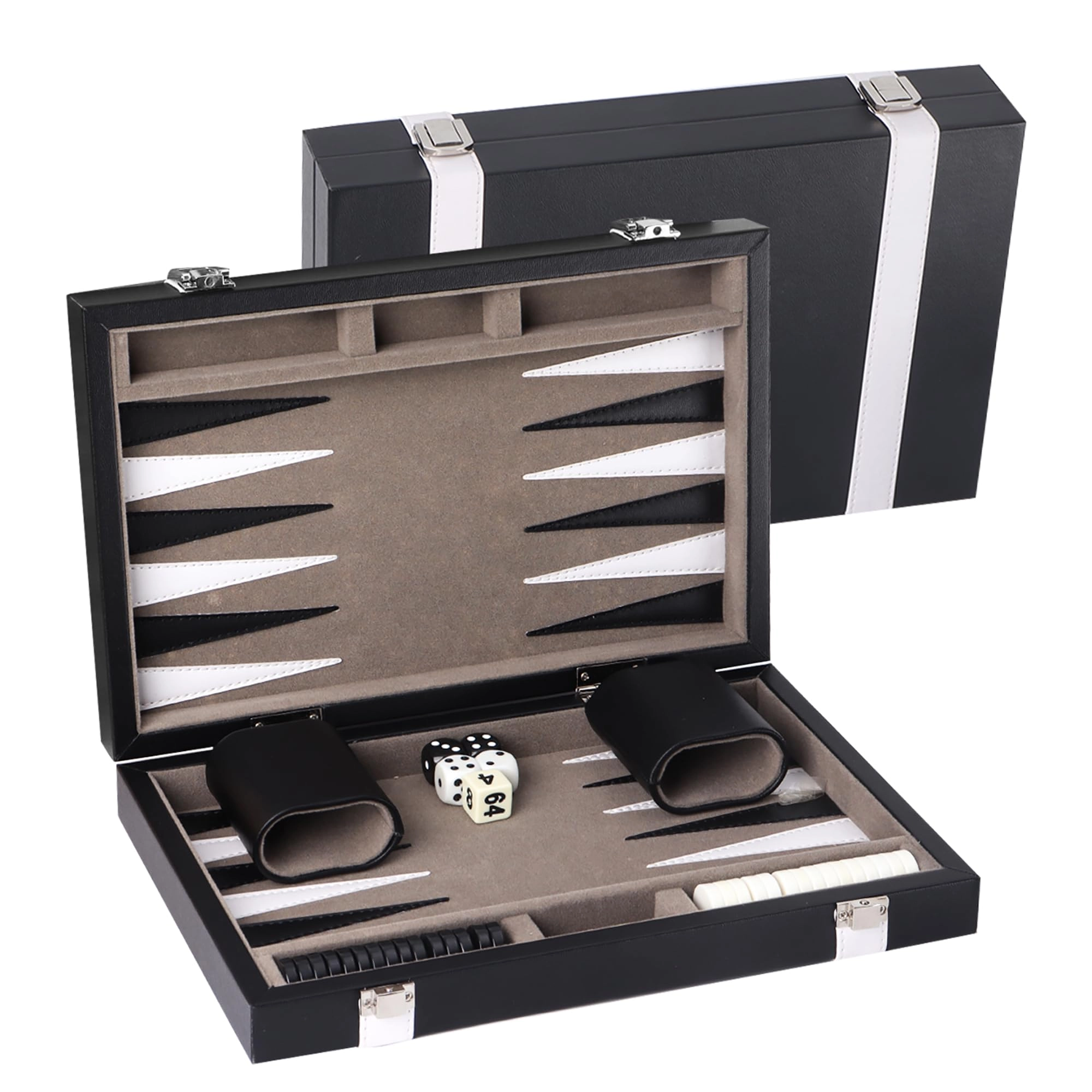 GSE Games & Sports Expert Backgammon - Leather Black&Grey