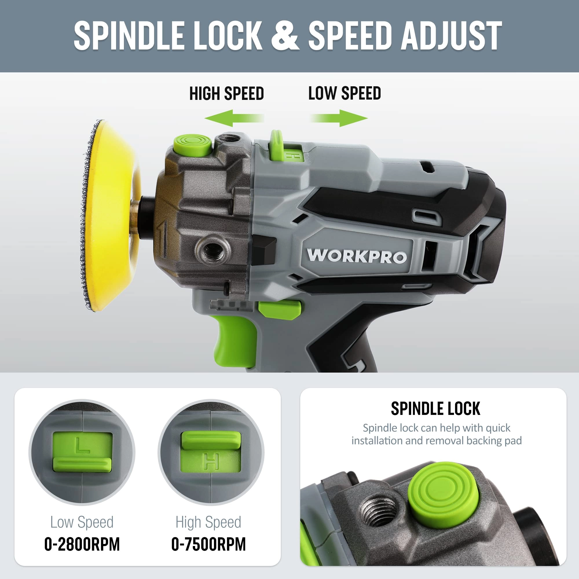 Cordless Buffer Polisher - 12 V Variable Speed