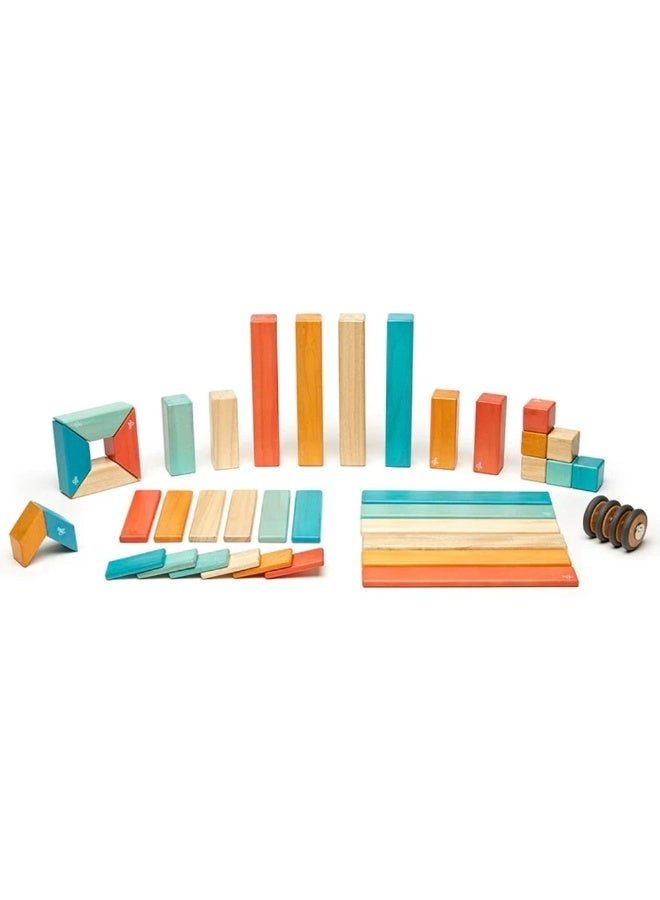 Magnetic Wooden Block Building Set - 42 pcs