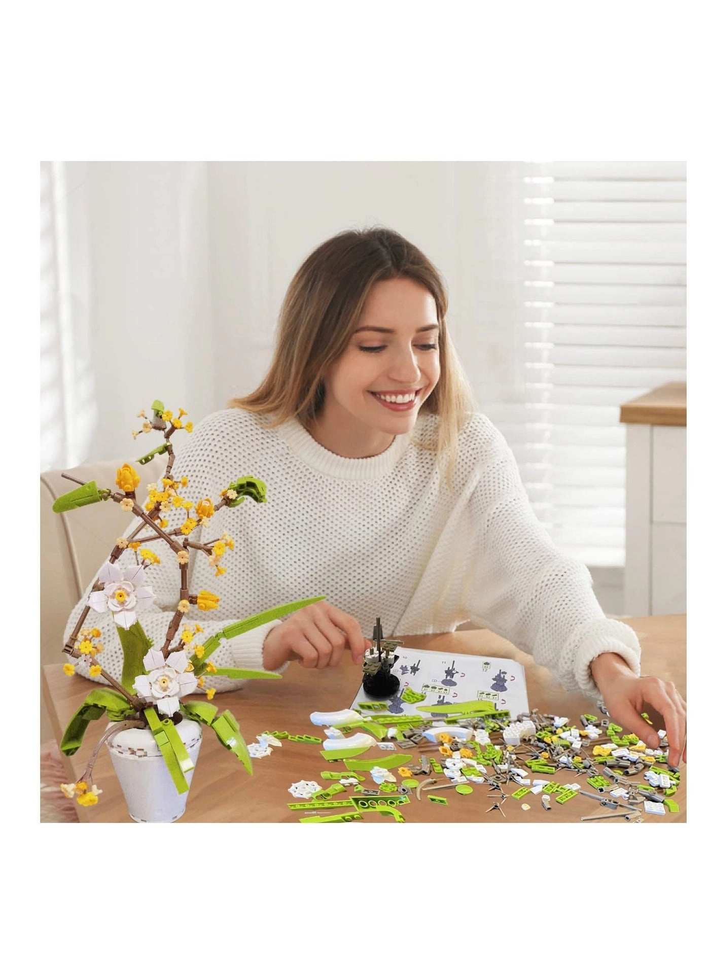 Osmanthus Fragrans Bonsai Tree - Flower Bouquet Building Kit Compatible with Lego