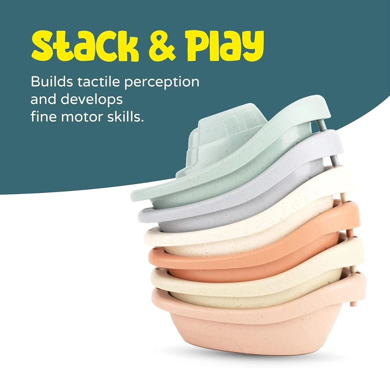 Bath Boat Cup Toy - 6 Pieces Multi Colour